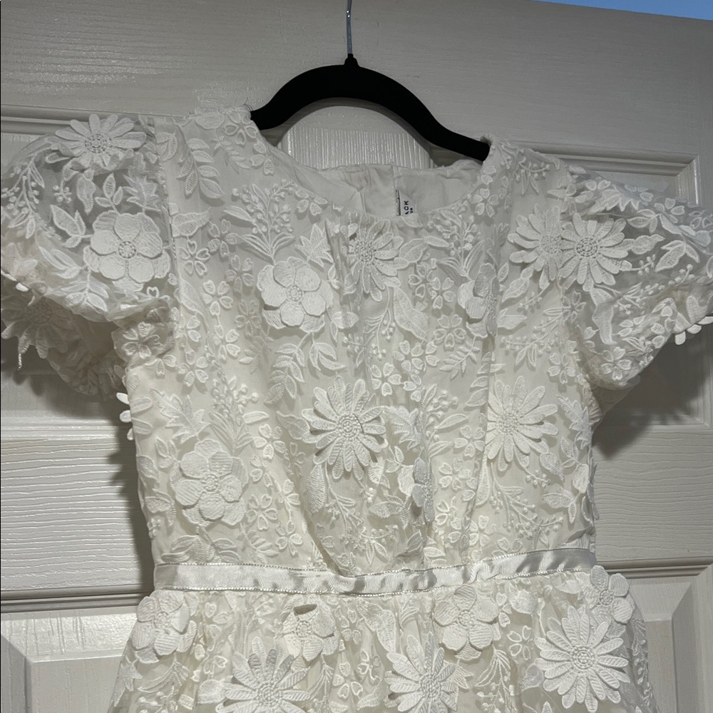 Preowned Janie and Jack White Lace Floral Dress Flower Girl Formal size 12 - Picture 4 of 12